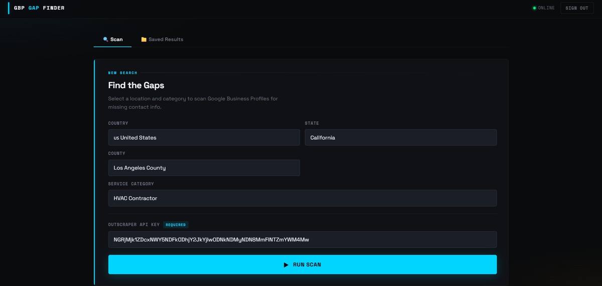 GBP Gap Finder Search
